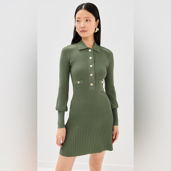 Veronica Beard Lauper Ribbed Knit Mini Dress - Stone Army Woman’s Size Small